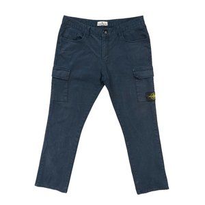 Stone Island Men's 34x30 Navy Blue Cotton Side Pocket Cargo Patch Trouser Pants
